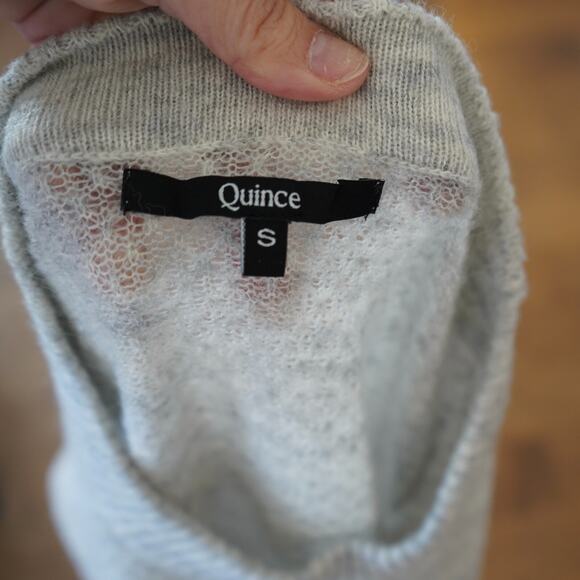 Quince Sweater Womens Small Light Gray Baby Alpaca-Wool Diamond Stitch Crewneck - Picture 3 of 9